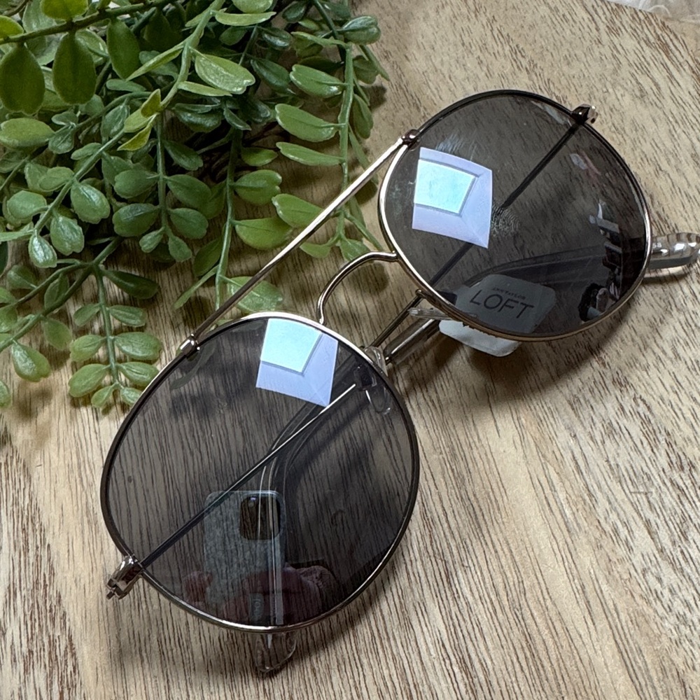 🎉HP🎉 Loft Gold Frame Sunglasses with Dark Lenses 💗 Includes Drawstring Pouch
